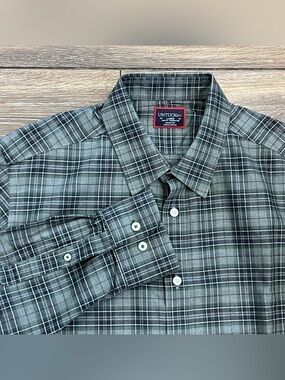 UNTUCKit Plaid Grey/ Green Button Down Cotton Slim Fit Shirt Fall Mens Large